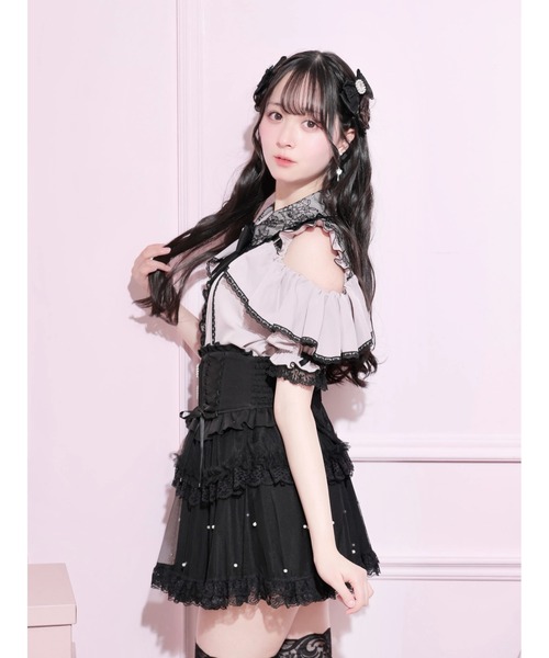 NOEMIE（ノエミー） ブラウス シャツ 半袖 ケープフリルオープン