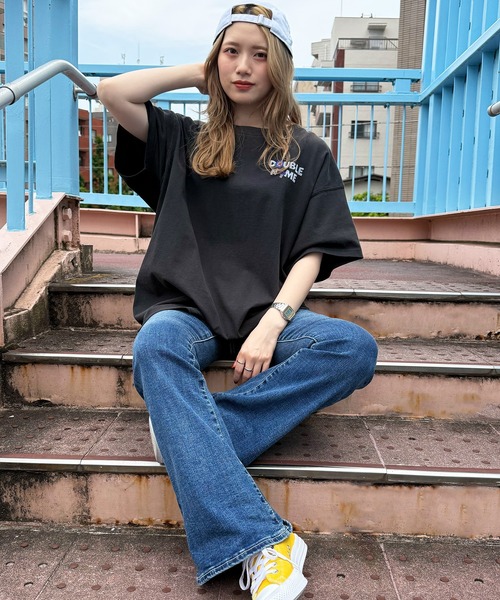 「DOUBLE NAME」 半袖Tシャツ FREE パープル レディース_画像2