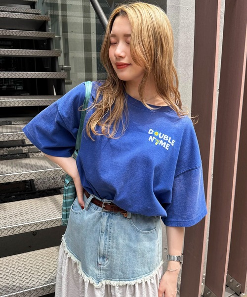 「DOUBLE NAME」 半袖Tシャツ FREE パープル レディース_画像5
