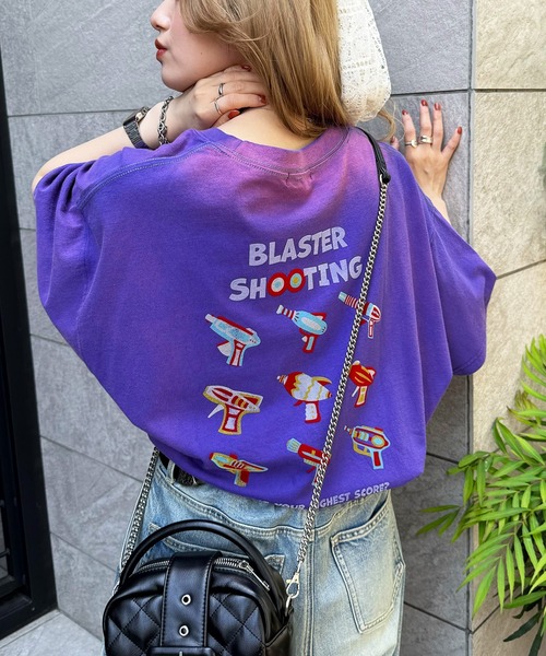 「DOUBLE NAME」 半袖Tシャツ FREE パープル レディース_画像6