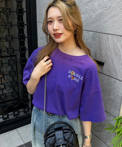 「DOUBLE NAME」 半袖Tシャツ FREE パープル レディース_画像7