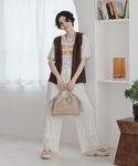 ベスト ジレ フェザーノースリーブベスト レディースの詳細画像1