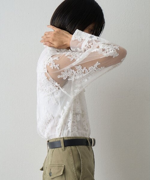 Whim Gazette（ウィム ガゼット） ブラウス シャツ 刺繍レースシャツ