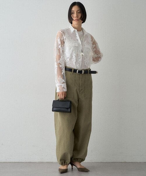 Whim Gazette（ウィム ガゼット） ブラウス シャツ 刺繍レースシャツ 