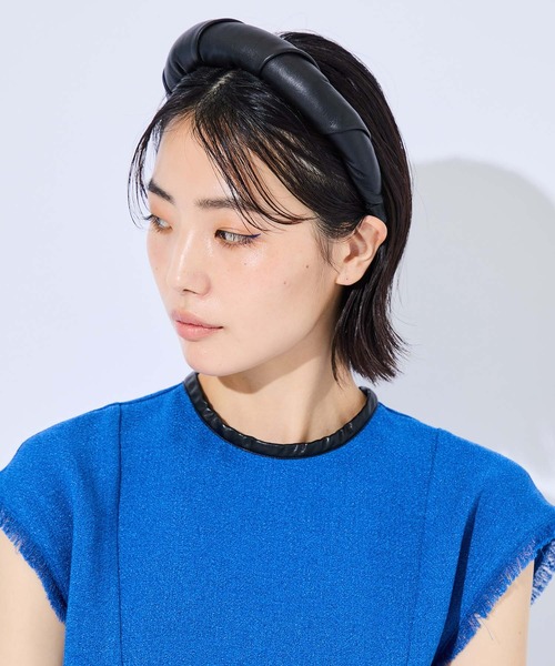 極美品　21/AW　フミエタナカ レザーフリンジヘッドバンド　カチューシャ　黒 FUMIE TANAKA（フミエ タナカ） カチューシャ 「FUMIE=TANAKA