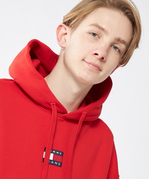 TOMMY JEANS パーカー コットン フロントバッジ ロゴ メンズ