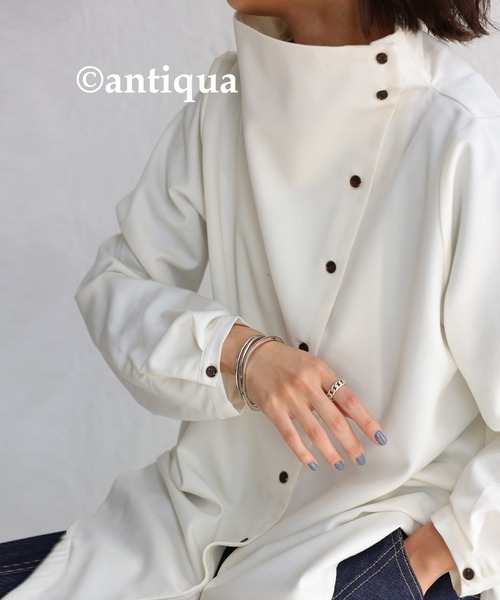 antiqua（アンティカ） ブラウス シャツ ボトルネックデザインシャツ