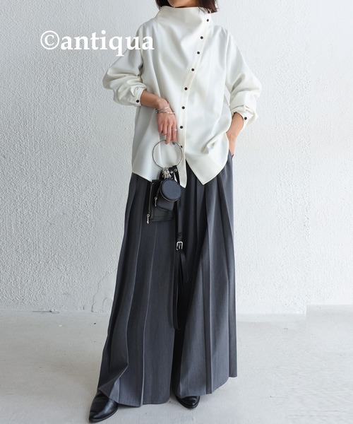 美品☆アドーア　ボトルネック 長袖ブラウス antiqua（アンティカ） ブラウス シャツ ボトルネックデザインシャツ