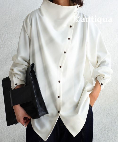 antiqua（アンティカ） ブラウス シャツ ボトルネックデザインシャツ
