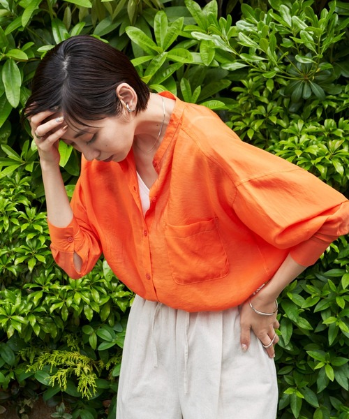 ブラウス シャツ シアータックシャツ レディース Auntie Rosa Holiday シャツ ブラウス バックタックシアーシャツ