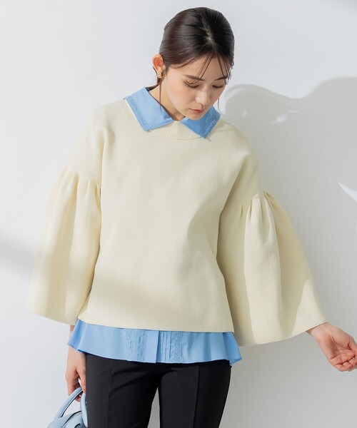 ニット セーター AMOSSAベルスリーブ ニット レディース