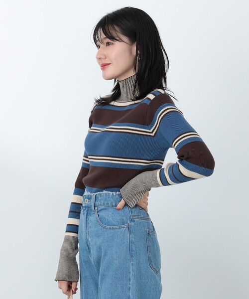 【新品未使用】BEAMS GOLF ストライプタートルネックニット BEAMS GOLF（ビームス ゴルフ）ORANGE LABEL / ストライプ