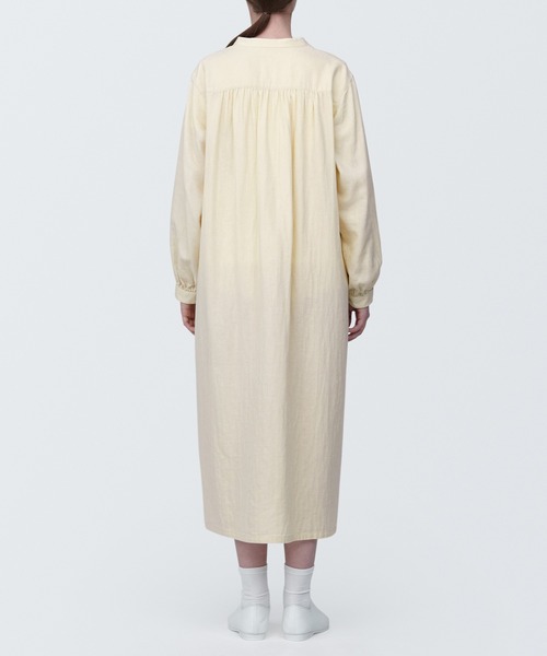 新品未使用　ホワイト 長袖 ガーゼワンピース 無印良品（MUJI） ワンピース 婦人 カポック混二重ガーゼ 長袖