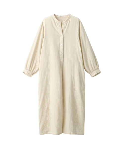 新品未使用　ホワイト 長袖 ガーゼワンピース 無印良品（MUJI） ワンピース 婦人 カポック混二重ガーゼ 長袖