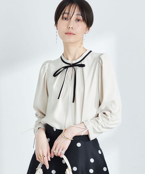 NOLLEY’S/ストレッチジョーゼット配色2WAYブラウス セール】ストレッチジョーゼット配色2WAYブラウス（シャツ/ブラウス