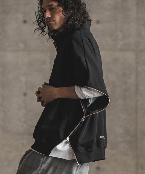 GLIMCLAP ベスト ジレ mcg3394- Zipper design sweatshirt vest