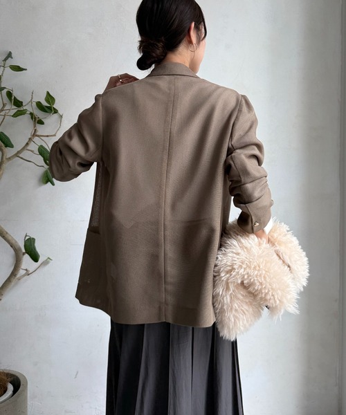 【タグ付新品】DOUDOU メッシュダブルジャケット　ベージュ　定価18700円 DouDou ジャケット テーラードジャケット メッシュダブル