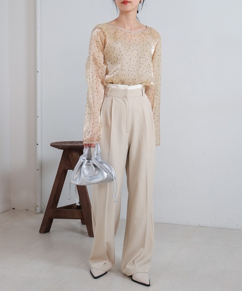 テ*~様 MaxMara リネンセンタープレスパンツ　 ML相当　ベージュ　美品 632528-82-top-t.jpg