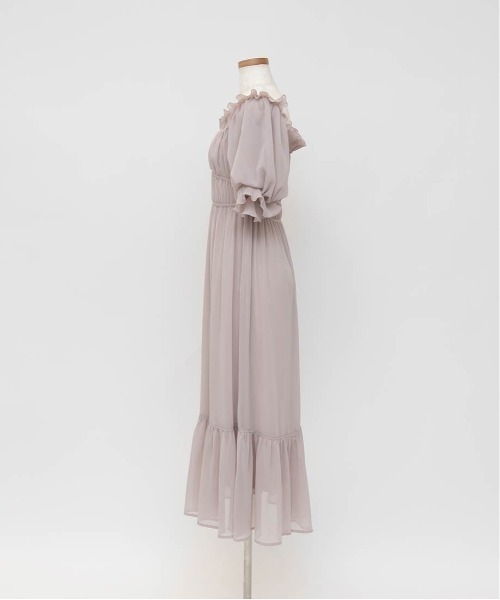 RANDA ワンピース プリーツフリル2WAYシフォンワンピース