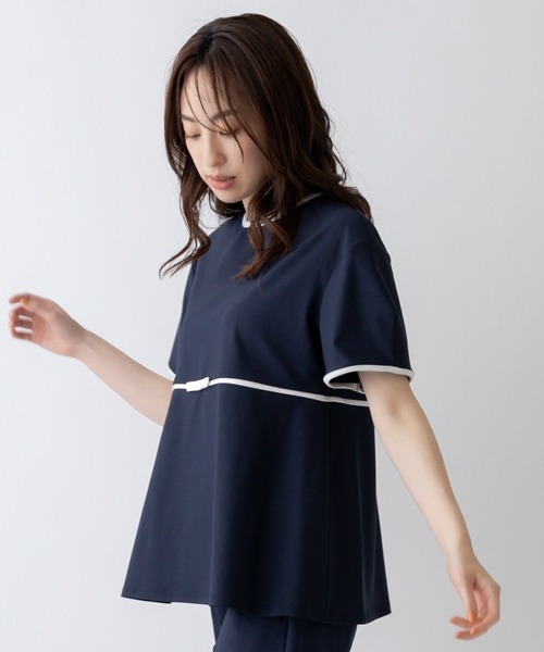 ソーノ SONO 24SS Summer Strech リボンマークカラーレイションPO ブラウス バイカラー プルオーバー F 白 黒 /CX ■OS レディース ソーノ SONO 24SS Summer Strech リボンマークカラーレイション