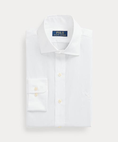 QR　ポロラルフローレン　クラシックフィット　ポプリンシャツ　ホワイト　コットン POLO RALPH LAUREN（ポロ・ラルフローレン） フォーマル シャツ