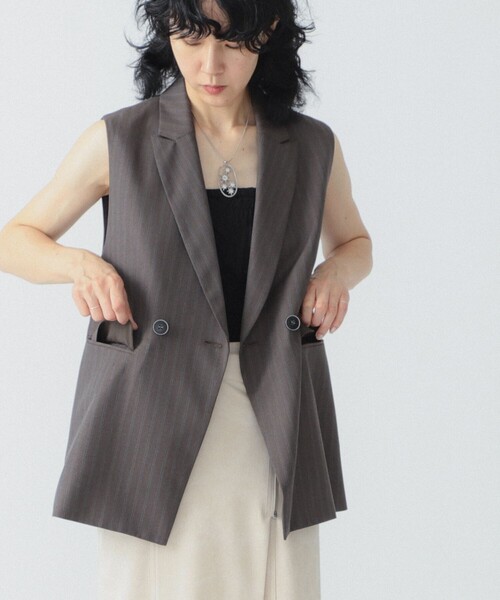 RBS バックデザインジレ　ベスト Ray BEAMS（レイ ビームス）RBS / バック クロップド ジレ