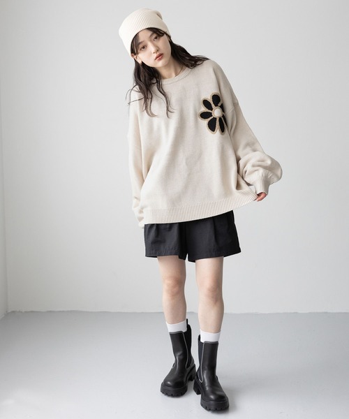 RAGEBLUE ニット セーター 「UNISEX」boucle flower motif loose
