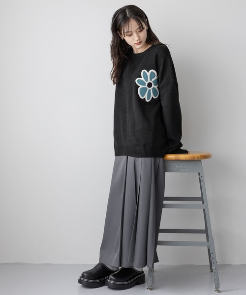 RAGEBLUE ニット セーター 「UNISEX」boucle flower motif loose