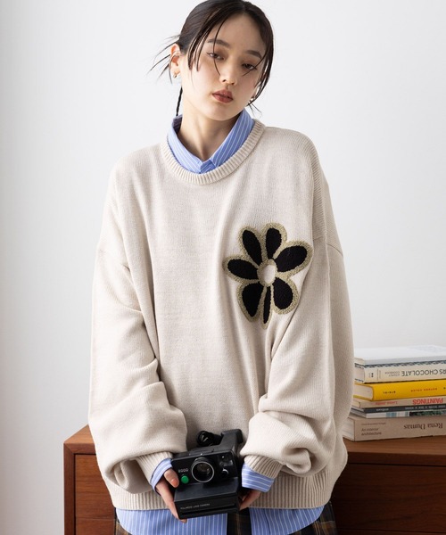 RAGEBLUE ニット セーター 「WOMENS」ブークレフラワーモチーフ