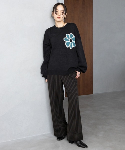RAGEBLUE ニット セーター 「WOMENS」ブークレフラワーモチーフ