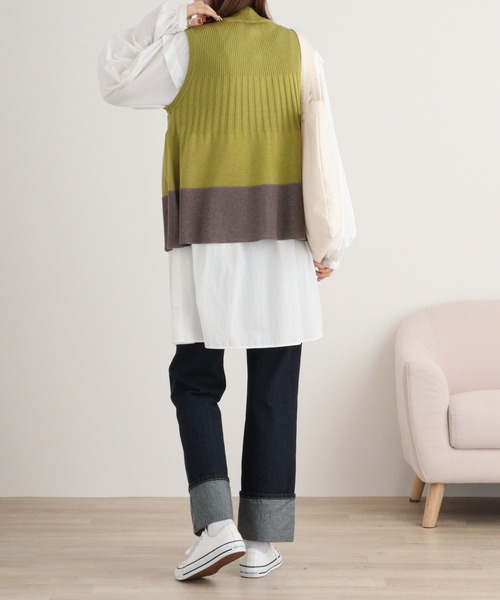 ベスト ジレ BRODIAEA 配色ニットベスト レディース ベスト ジレ BRODIAEA 配色ニットベスト レディース : ZOZOTOWN