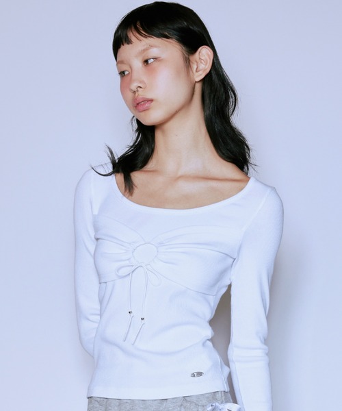 tシャツ A'GEM/9 × .kom 「NIIER NOR/ニア ノア」 TOP LAYERED L/S TEE/トップレイヤード長袖カットソー レ