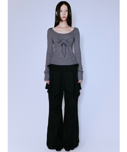 tシャツ A'GEM/9 × .kom 「NIIER NOR/ニア ノア」 TOP LAYERED L/S TEE/トップレイヤード長袖カットソー レ NIIER NOR tシャツ A'GEM/9 × .kom 「NIIER NOR/ニア ノア」 TOP