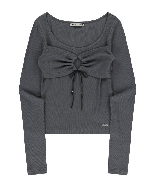 tシャツ A'GEM/9 × .kom 「NIIER NOR/ニア ノア」 TOP LAYERED L/S TEE/トップレイヤード長袖カットソー レ NIIER NOR tシャツ A'GEM/9 × .kom 「NIIER NOR/ニア ノア」 TOP