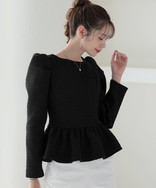 MERAKI（ファッション） tシャツ ツイードペプラムトップス