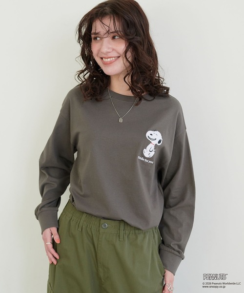 SNOOPY スヌーピー 長袖Tシャツ PEANUTS tシャツ 「PEANUTS/ピーナッツ」スヌーピー/SNOOPY サガラ刺繍