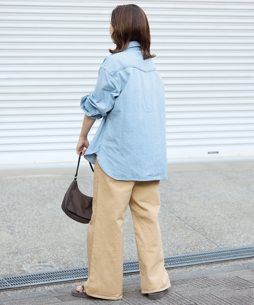 スローブイエナLE DENIMクロップドシャツサックスブルーB