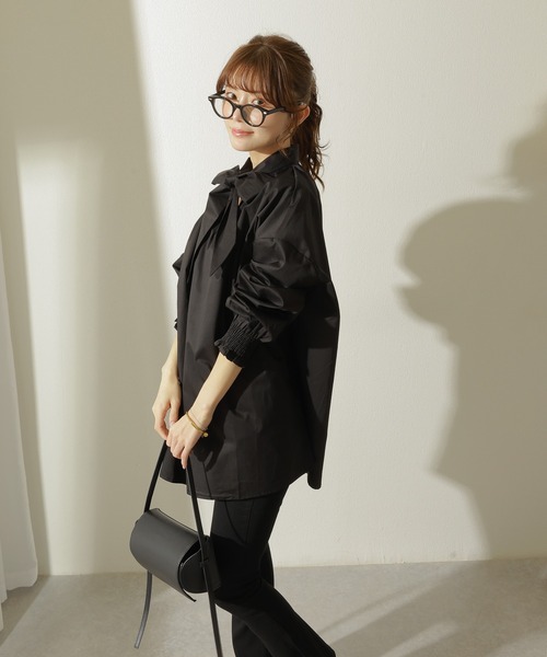 ブラウス シャツ owtie gather blouse /ボウタイ ギャザー オーバー