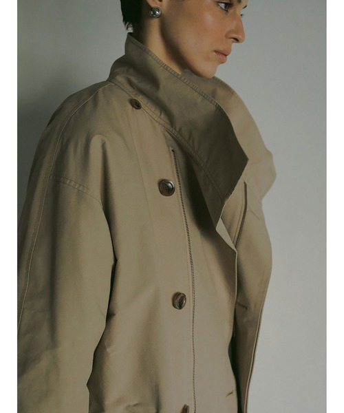 HER. トレンチコート コート スタンドカラーロングコート レディース