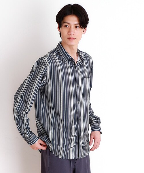 ②150Tシャツセット THE SHOP TK シャツ マルチストライプ長袖シャツ メンズ