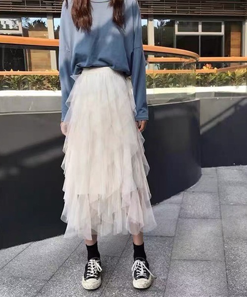 gossip!ロサンゼルス ロング スカート Y2K フリルスカート ロング
