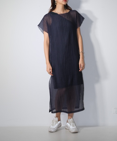CIEL'AIR（シエルエアー） ワンピース 半袖 Sheer Pleats Dress Set