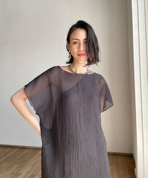 CIEL'AIR（シエルエアー） ワンピース 半袖 Sheer Pleats Dress Set