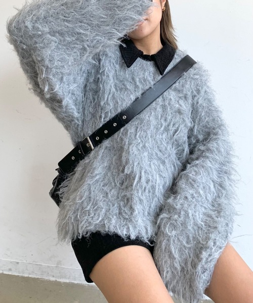 SHAGGIE（シャギー） Vネックニット FREE ブルー レディース