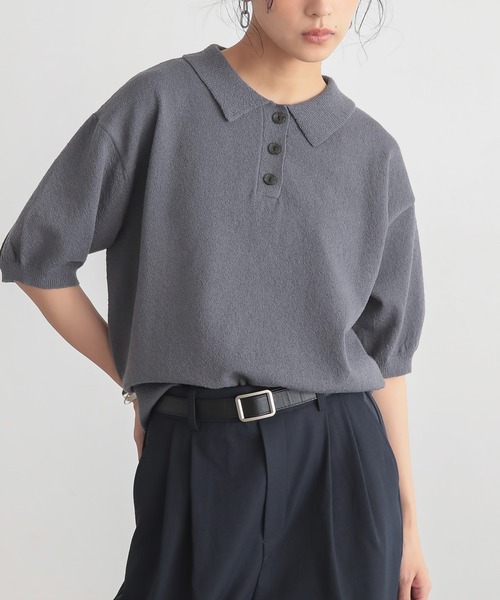 ポロシャツ ポロ ハーフスリーブ ポロニット「手洗い可」 レディース for/c ポロシャツ ポロ ハーフスリーブニットポロ