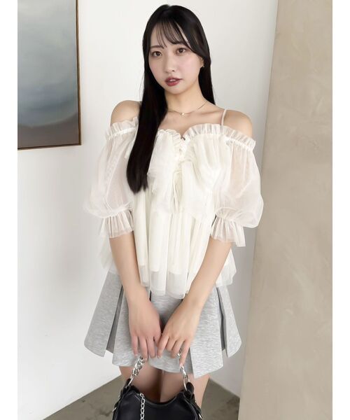 dazzlin スクエアフリルペプラムブラウス スクエアフリルペプラムブラウス[品番：MKSW0064009]｜dazzlin