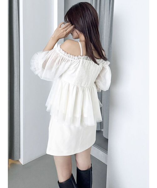 SALE】 dazzlin スクエアフリルペプラムブラウス 0225304015