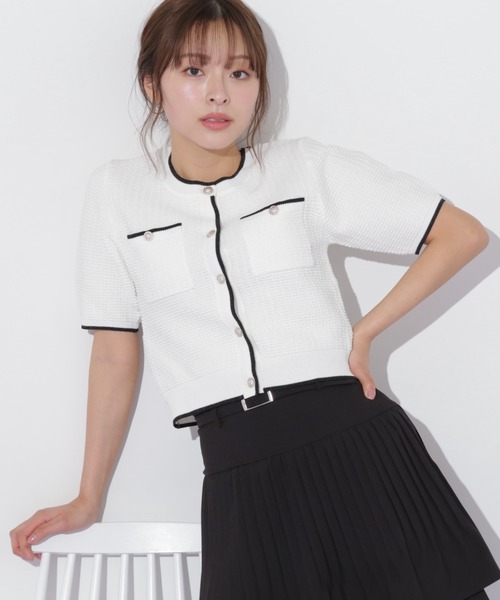 ジル バイ ジル スチュアート（JILL by JILL STUART）/半袖ツイードニットカーディガン JILL by JILL STUART（ジルバイジルスチュアート） ニット セーター