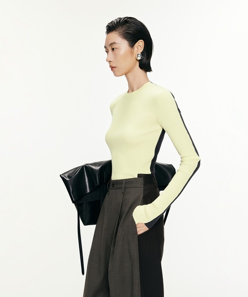 ニット セーター Color-block Slim-Fit Knit Pullover / カラーブロック スリムフィットニットプルオーバー レディー
