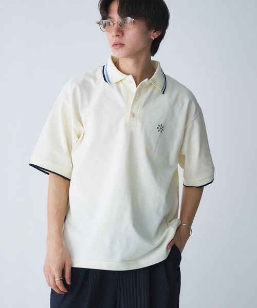 Adoon plain tシャツ Moss Stitch Studs Polo Shirt / 鹿の子